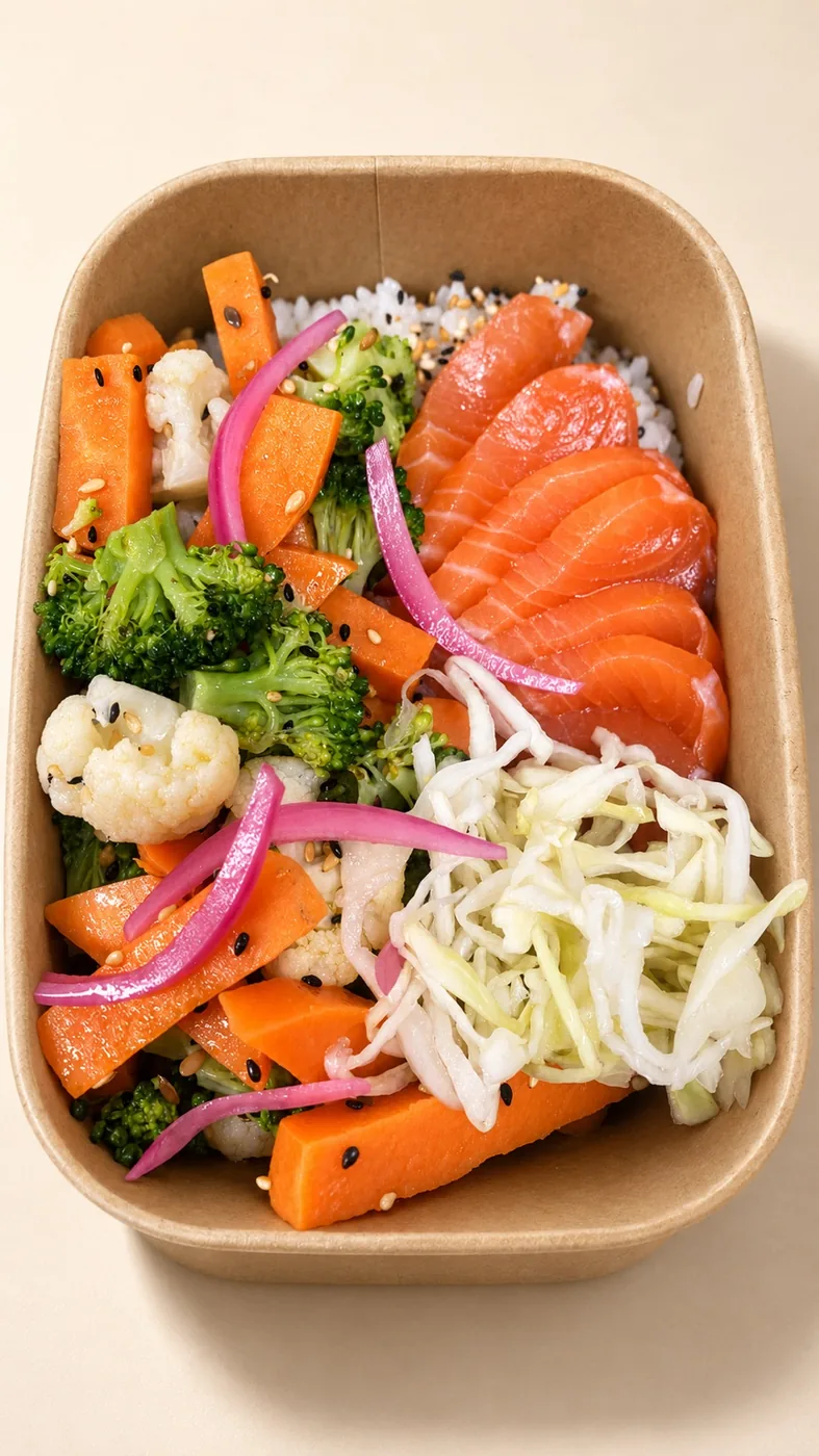 Bandeja de salmón con verduras de Fit Food Lab
