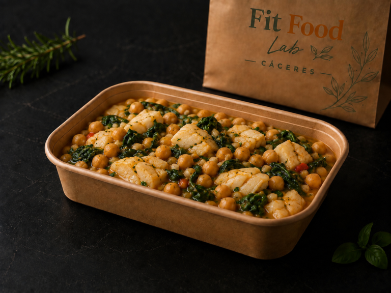 Garbanzos con bacalao, patata y espinacas