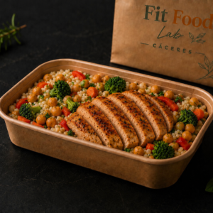 pollo gochujang con arroz especiado y brócoli