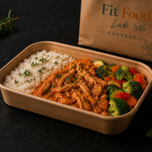pollo tikka masala con basmati y verduras asadas