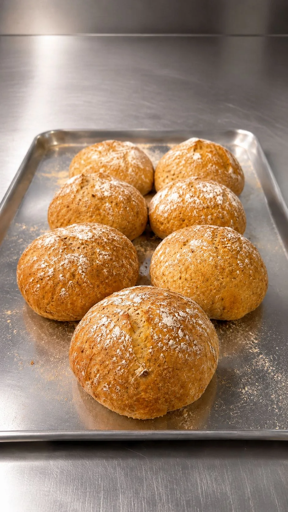 Panecillos artesanos recién horneados