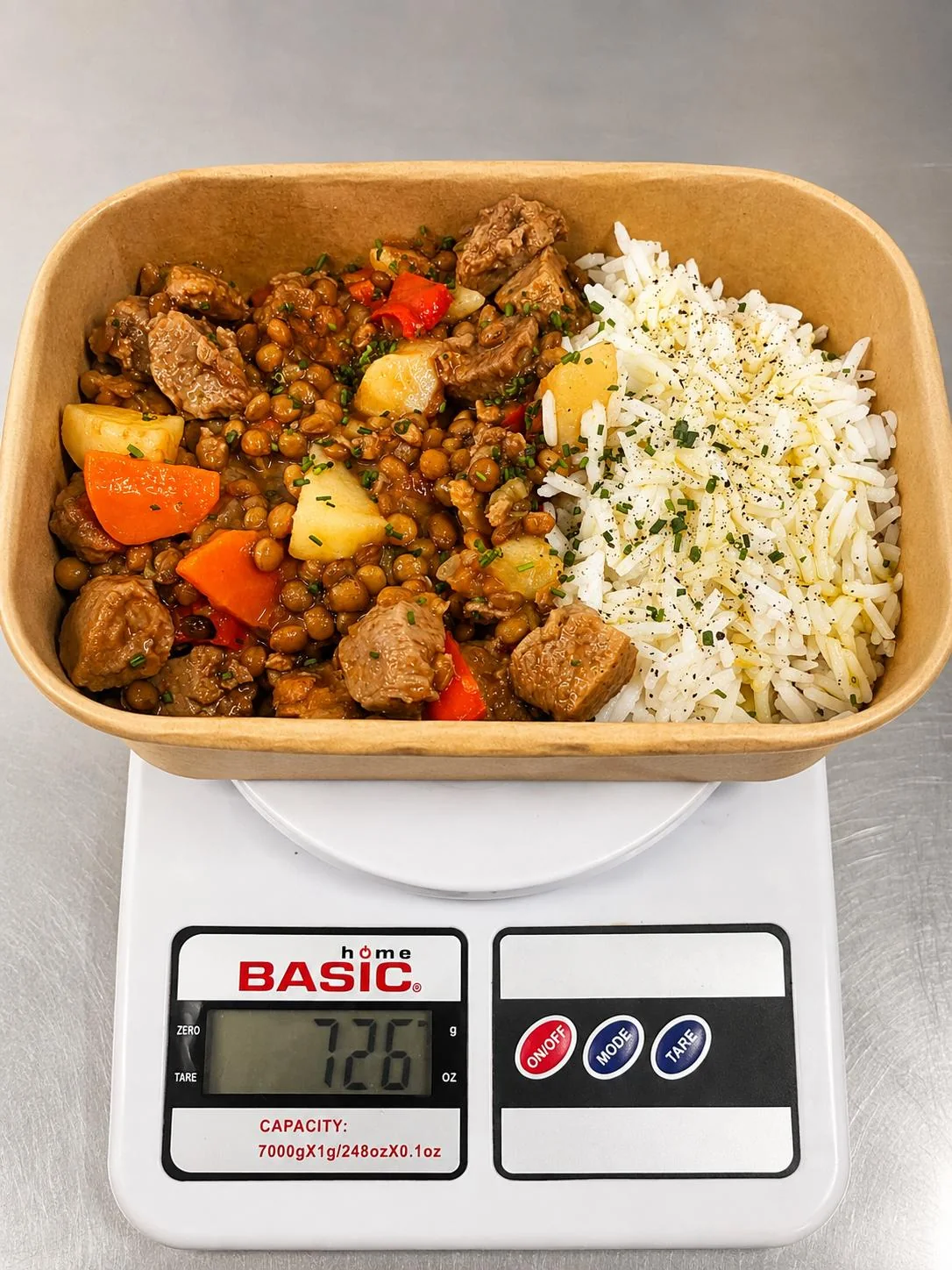Control del peso de una ración de Fit Food Lab